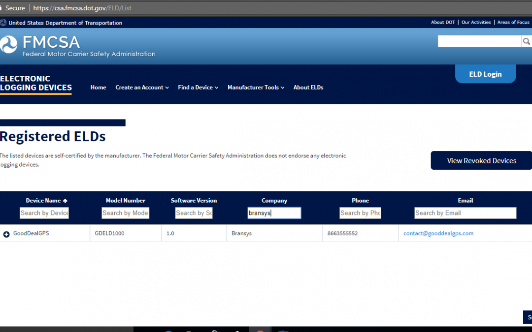 GoodDealGPS now listed as an approved ELD vendor by FMCSA
